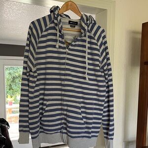 Paul Frank Blue and White Striped Zip-Up Sweater